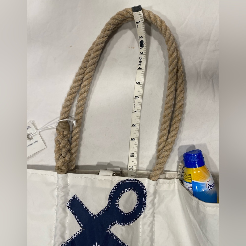 SEA BAGS MAINE XTRA Navy Blue Anchor Ogunquit Beach Tote Sail Cloth XL - Picture 2 of 5
